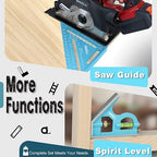 SHALL Rafter Square & Combination Square Tool Set, 7 Inch Aluminium-Alloy Carpenter Square & 16 Inch Zinc-Alloy Woodworking Framing Combo w/Stainless Steel Ruler, 2 Carpentry Pencils, Scriber