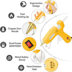 ROMECH Full Size Hot Glue Gun with 60/100W Dual Power and 21 Hot Glue Sticks (7/16"), Fast Preheating Heavy Duty Industrial Gluegun with Storage Case for Crafting, DIY and Repairs (Yellow)