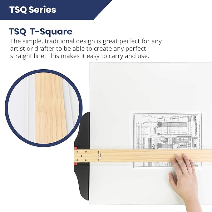 Pacific Arc 18 Inch T Square, Traditional Maple Blade with Acrylic Edge