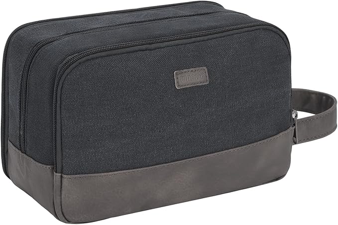 WANDF Travel Toiletry Bag for Men Large Toiletries Shaving Bag Water Resistant Hanging Dopp Kit Travel Accessories Bag for Women Men (Black)