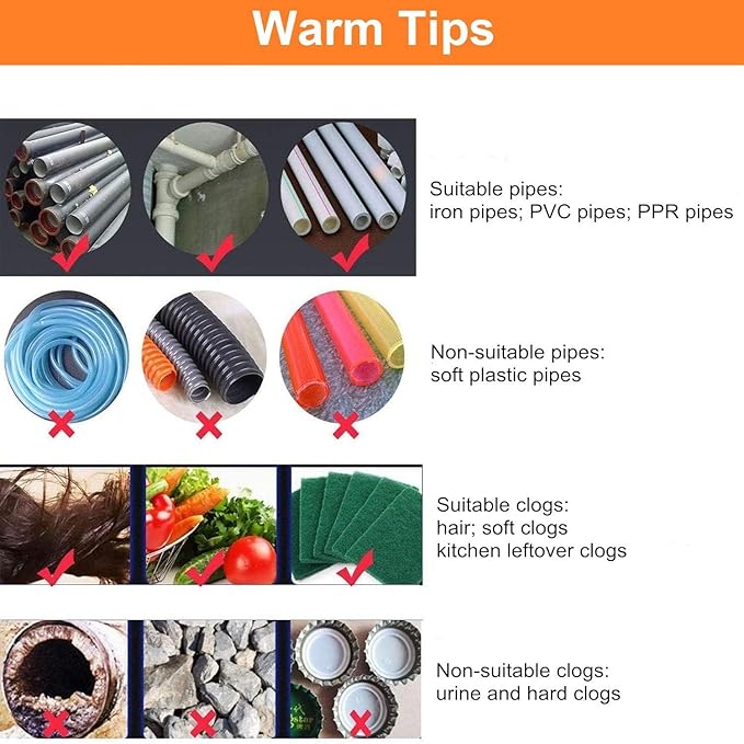 FLSEPAMB Drain Auger 25 Ft Plumbing Snake Snake Drain Clog Remove Tool Professional Sink Snake for Bathtub Drain, Kitchen Sink, Comes with Gloves and 25 Inch Snake Hair Clog Remover