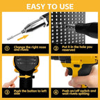 Rivet Gun Compatible with Dewalt 20V Max Battery(No Battery) Cordless Rivet Gun, Brushless Pop Rivet Gun Tool for Aluminum Nails 1/8", 5/32", 3/16"(Not for Stainless Nails)