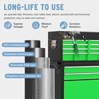 8 Drawer High Capacity Rolling Tool Chest, Metal Tool Box with Wheels and Drawers, Detachable Toolbox with Lock, Heavy Duty Tool Cabinet for Workshop, Warehouse and Garage (Black Green)