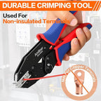Wire Crimping Tool for Non-Insulated Terminal, AWG 22-6 Ratchet Wire Crimper Tool, Crimping Pliers for Non-Insulated Wire Connector