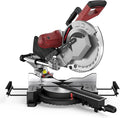12-Inch Dual-Bevel Sliding Compound Miter Saw, 3800RPM, 15 Amp, Single Bevel 0-45° with Extension Table, 36T Blade, Power Saw for Metal, Plastic, Wood, Laminates