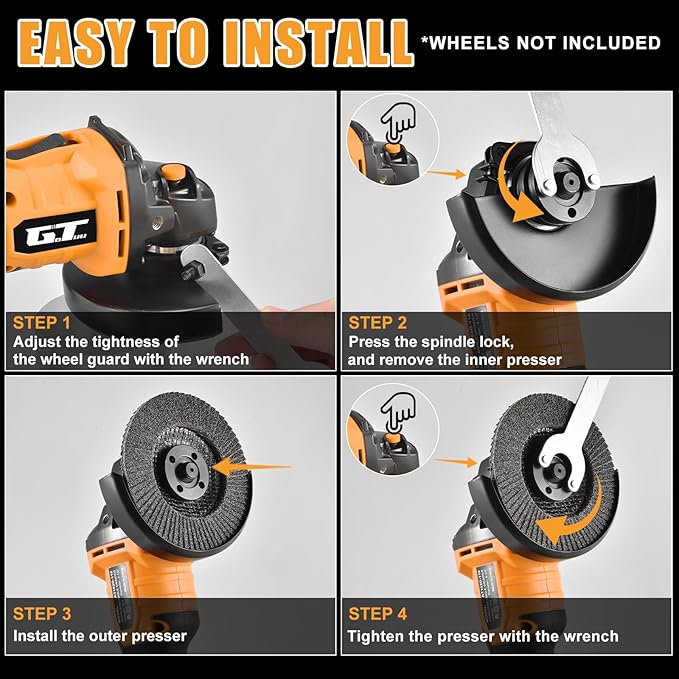 Cordless Angle Grinder Compatible with DEWALT 20V MAX Battery, 4-1/2 Inch Power Grinder Tool, 9500RPM Electric Angle Grinder with Handle, TOOL ONLY