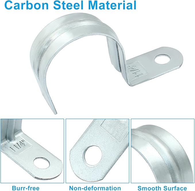 Biaungdo 30 Pcs M40 Rigid Pipe Strap - 1-1/2 Inch Zinc Plated Steel One Hole Strap Bracket Heavy Duty Conduit Clamps Tension Tube Clip Cable Clamp Hanger for Conduit, Pipe Fixing