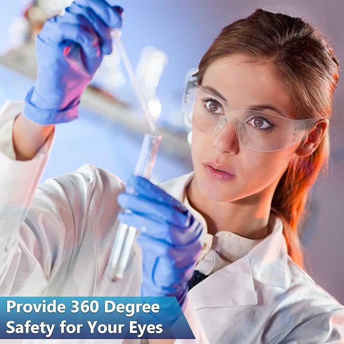 96 Pairs Clear Safety Glasses Bulk Adult Safety Goggles Unisex Eye Protection Glasses Impact Resistant Protective Eyewear with Assorted Color Frame for Men Women Lab Construction Carpentry Shooting