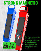 SWANLAKE 2-Piece Magnetic Wrench Organizer Toolbox Holder, SAE (1/4'' to 15/16''), Metric (6mm to 24mm) Ratchet Wrench Organizers, Total Hold 24 Slots Wrenches Holder for Tool Box