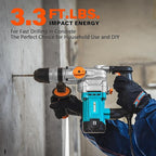 Berserker 1-1/8" SDS-Plus Rotary Hammer Drill with Safety Clutch,9 Amp 3 Functions Corded Rotomartillo for Concrete - Including 3 Drill Bits,Flat Chisel, Point Chisel,Carrying Case