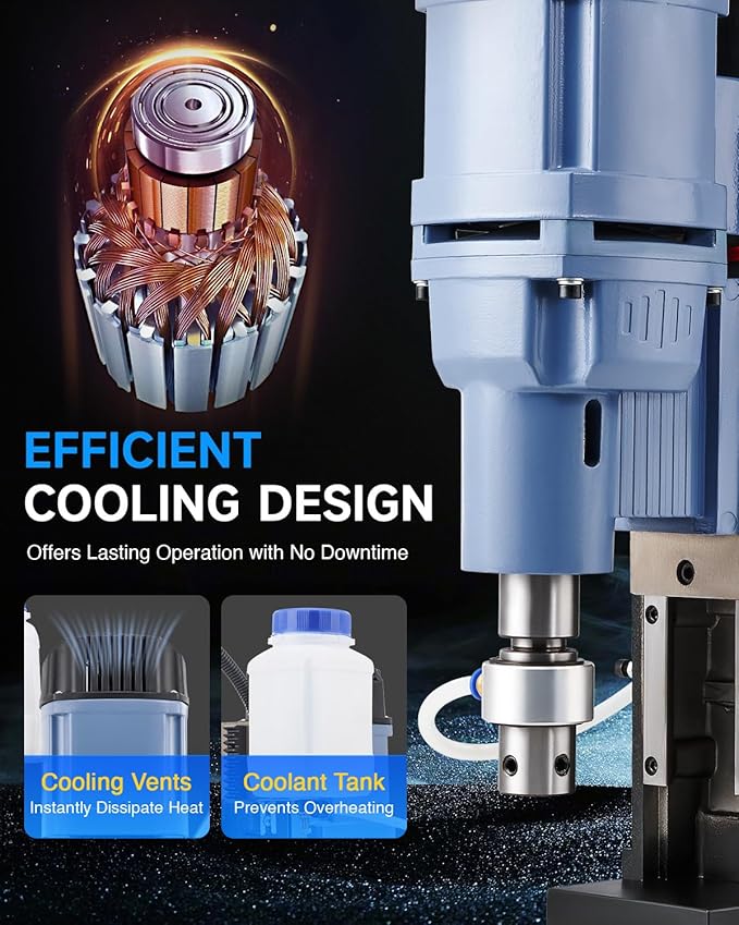 ZELCAN Magnetic Drill Press with 6 Drill Bits, 1550W Mag Drill Press with 2" Dia. 3125 lbf/13900N Mag Force, 650 rpm Power Magnetic Drill with Stepless Speed & Reversible Direction for Metal Surface