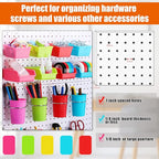 64 Pieces Pegboard Bins Pegboard Cups with Hooks and Loops Peg Hooks Assortment Organizer Accessory for Organizing Accessories Tools Storage Office Workshop Garage Workbench (Colorful)