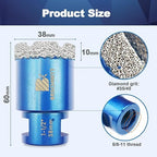 1-1/2 Inch Diamond Core Drill Bit for Porcelain Tile Ceramic Marble Granite Drilling,BRSCHNITT 2pcs Vacuum Brazed Diamond Hole Saw with 5/8-11 Thread (38mm 2pcs)