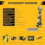 Electric Hydraulic Cable Lug Crimper Pliers,Rechargeable Crimping Tool,Straight-handled electric hydraulic pliers,Electrical Terminal Cable Wire Fiber Crimper Kit with 12 Dies, 6 AWG to 600 MCM