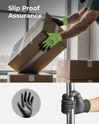 OKIAAS Work Gloves for Men，Ultra Thin and Lightweight Working Gloves with Grip, Bulk Case of 60 Pairs Construction Gloves with Polyurethane Coating, Safety Gloves for Light Duty Work (Black, Large)