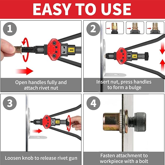 Rivet Nut Tool Kit, 16-Inch Rivnut Tool with 15 Metric & SAE Mandrels and Rivet Nut Gun, Rivnut Tool Kit Assortment, Nutsert Tool Kit with Carrying Case (UK-MZTZ0104)