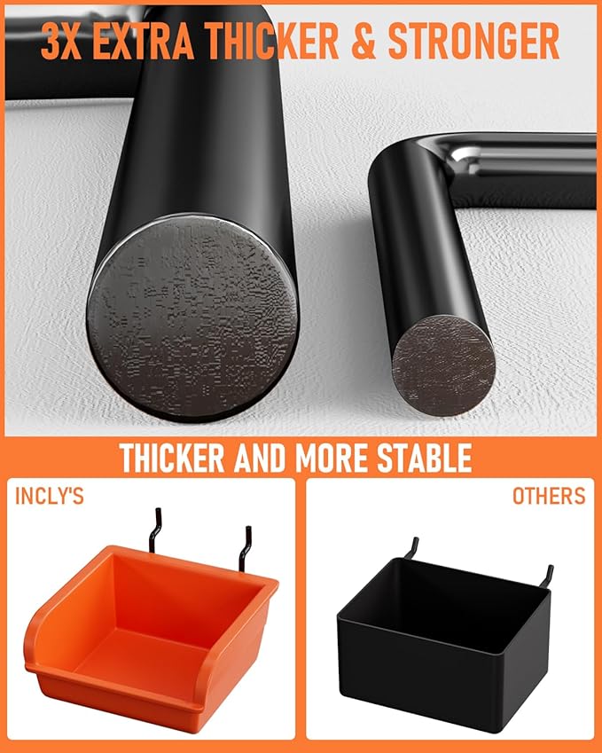 INCLY 276PCS Extra Thick 1/4" Pegboard Accessories Organizer Kit, Heavy Duty Black Pegboard Hooks with Bins & Paper Towel Holder, Peg Board Hook Assortment for Garage Wall Attachments Hanging Tools