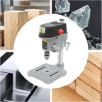 Mini Bench Drill Press Stand, Portable Bench Drilling Machine, 0.98 Inch DepthTable Driller Chuck, Used for Drilling Iron, Wood and Plastic, 110V 340W