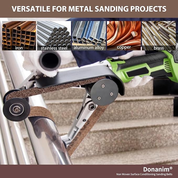 1-1/2 x 30" Non Woven Surface Conditioning Sanding Belts for Pipe Tube Polisher Sander, 1 Each of 150 240 Grit Nylon Brushed Sander Paper for Pipe Belt Sander, 1.5 x 30" Sand Belts for Metal, 2 Pack