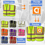 Custom Safety Vest Logo High Visibility Work Vests for Men Customize Hi Vis Reflective Construction Workwear