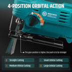 Cordless Jigsaw for Makita 18V, Brushless, 1000-2900SPM, 4-Position Orbital, 65mm Wood/Metal/PVC Cutting, Vacuum, LED Light, T-Shank Blade, with Battery & Charger, 0°-45°Bevel Cuts