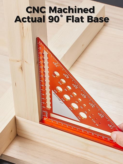 Mecurate Metric Aluminum Alloy Rafter Square (18cm) with 2-in-1 Carpentry Pencil - Durable Measuring and Marking Tool for Woodworking, Construction, and DIY Projects