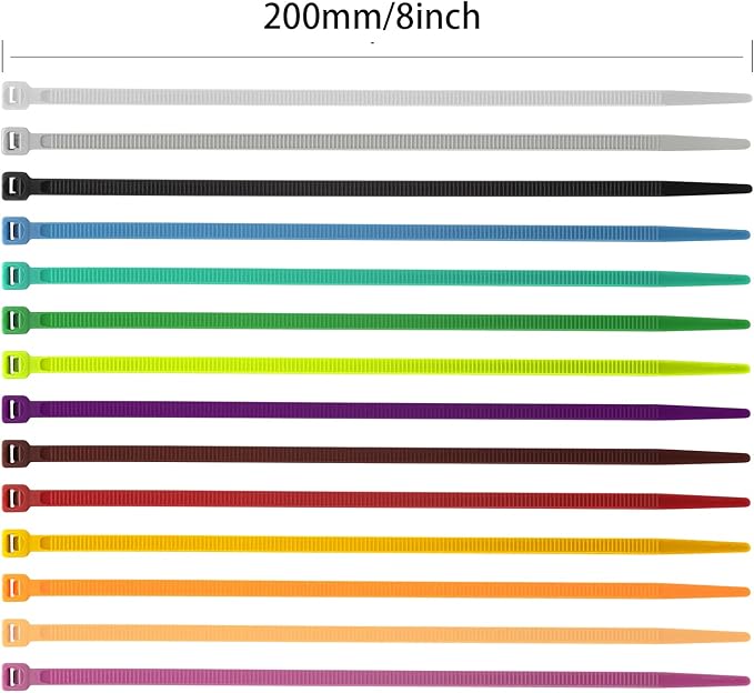 XINGO 100PCS Cable Zip Ties Heavy Duty, Premium Nylon Plastic Wire Ties with 50 Pounds Tensile Strength, Self-Locking Black Nylon Zip Ties for Indoor and Outdoor (8 inch, Red)