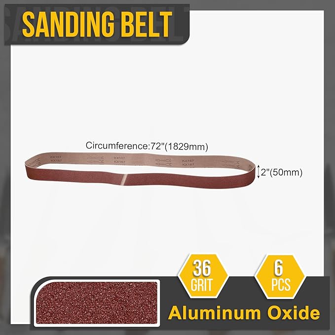 1-1/2 x 60 Inch Sanding Belt, 6 Pcs 36 Grit Aluminum Oxide Knife Sharpener Belts Work Sharpening for Belt Sander Knife Carving Tool Metal Working