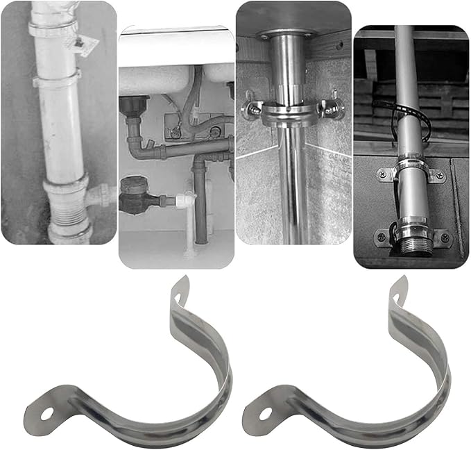 30 Pcs 1-1/2inch Rigid Pipe Strap,Two Hole Stainless Steel Strap U Bracket, Widened Tube Strap Tension Clip Assortment Kit Heavy Duty Pipe Clamp for Pipe Fixing（50mm）