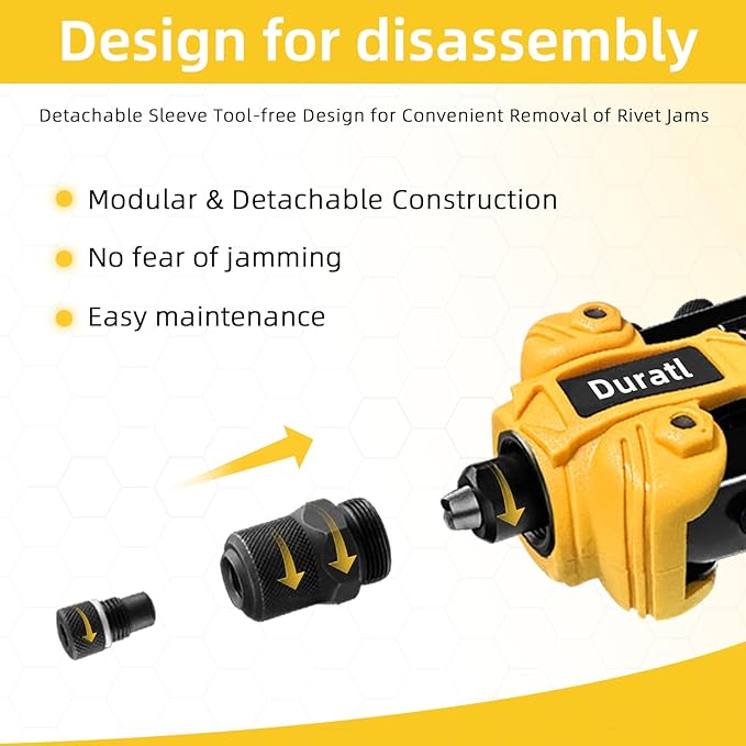 Rivet Gun, 1/4 Pop Rivet Gun Kit with 200 Blind Rivets, 5 Interchangeable Rivet Heads (3/32", 1/8", 5/32", 3/16", 1/4"), Heavy Duty Hand Riveter Tool for Metal, Gutter & Automotive