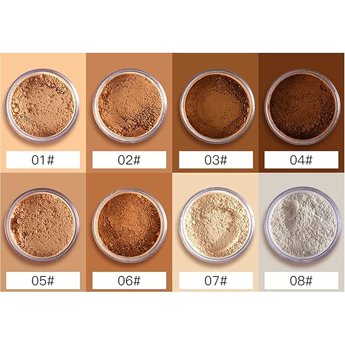 MAEPEOR Matte Setting Loose Powder 8 Colors Smooth and Lightweight Face Powder for Brightening and Setting Makeup with Face Puff (07 Flesh)-VeraVaultWomen