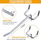 Funrous 100 Pack Peg Board Hooks Stainless Steel Pegboard Hooks Shelving Display Hanging Peg Board Holders for 1/8 and 1/4 Garage Storage Tools Organizer(2 Inch)