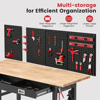 Workbench for Garage 60 x 22 Inch Adjustable Height Work Table with Drawers Heavy Duty Rubberwood Tabletop Work Bench with Pegboard, Power Outlets for Office Home Commercial