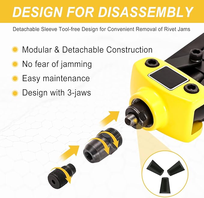 13" Rivet Gun, Rivet Gun Kit with 5 Pcs Rivets, 3 Nosepieces Manual Hand Pop Rivet Gun(1/8", 5/32", 3/16"), Heavy Duty Rivet Tool for Metal, Aluminum, Stainless Steel