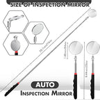 1 Pcs Telescoping Inspection Mirror Mechanics Automotive Tool with Long Handle Extendable Mirror on a Stick for Technicians Mechanics Contractors Checking Observation(Black,50mm Round)