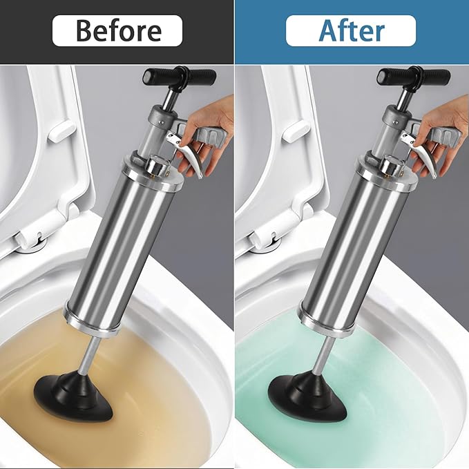 Portable High Pressure Kinetic Toilet Plunger Air Drain Blaster Pump for Bath Toilets Bathroom Shower Kitchen Clogged Pipe