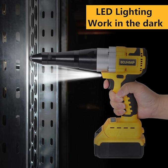Cordless Rivet Gun Tool for Dewalt 20V Max Battery(No Battery), Brushless Electric Automatic Rivet Gun,Brushless Motor for Rivets 1/8'', 5/32'', 3/16", for Metal, Plastic and Leather