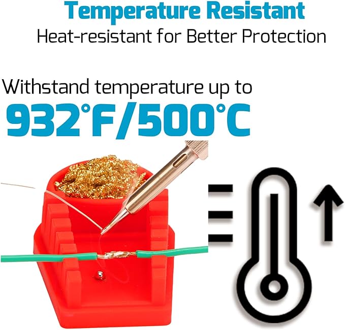 WEP S200 Red Soldering Wire Holder, Heat Resistant Silicone Stand with Brass Wool Tip Cleaner and 6 V-shaped grooves, Helping Hands for Soldering