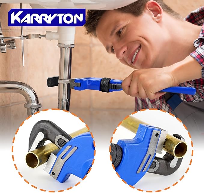 8 Inch End Pipe Wrench, Jaw Opening 1.5"/38mm Adjustable Cast Iron offset Handle Plumbing Wrench, Perfect Plumbers Tool for Oil Field, Plumbing, Auto Repair, Construction and Mechanics