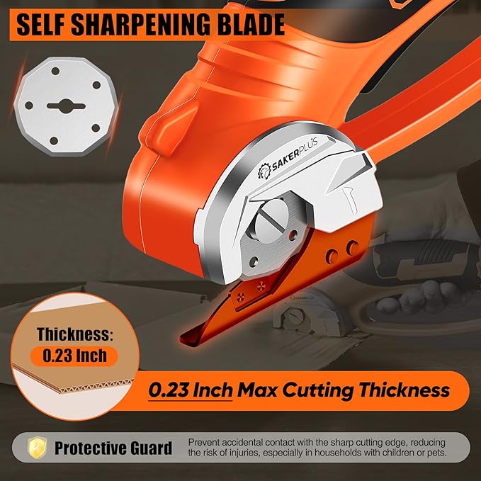 Cordless Electric Scissors,4V Rechargeable Cardboard Box Cutter Heavy Duty Fabric Scissor with Safety Lock & LED Light,Power Rotary Cutter for Leather Carpet Plastic Cutting,Sewing,Crafting