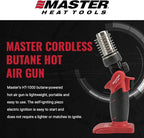 Master Appliance HT-1000 Cordless Butane Heat Gun with Shrink Reflector - Refillable, Portable Hot Air Tool for Heat Shrink Tubing, Electrical and Automotive Repairs