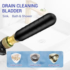 Drain Cleaning Bladder- Fits 1" to 2" Pipes, 3/4" Hose Thread Valve,Ideal for Sinks, Showers, Tubs & Sewer Lines, Rubber, Easy Daily Use, Cold Water Only (S:1" to 2")