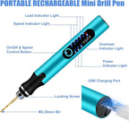 3-Speed Cordless Mini Drill Pen, Rechargeable DIY Electric Hand Drill with 10 Small Drill Bits, Micro Drill Set for Jewelry Making Stone Plastic Resin Keychains