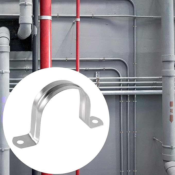 30 Pcs 1-1/2inch Rigid Pipe Strap,Two Hole Stainless Steel Strap U Bracket, Widened Tube Strap Tension Clip Assortment Kit Heavy Duty Pipe Clamp for Pipe Fixing（50mm）