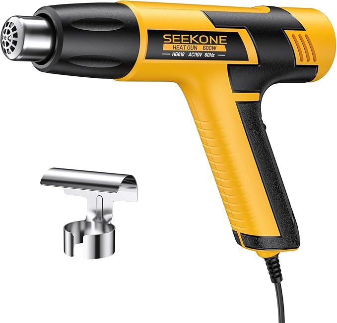 SEEKONE Mini Heat Gun, 600W Dual Temperature Hot Air Gun Tool 572℉&932℉, With 4.9Ft Long Cable and Overheat Protection for Crafts, Embossing, Paint Stripping, Shrink Wrap, and Heat Shrink Tube
