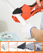 PVC Pipe Cutter with Replacement Blade, Cuts up to 2-1/2”, Heavy Duty Aluminum Ratcheting PVC Cutter Tool for Cutting PVC CPVC PP PEX PPR PE Plastic Pipe Cutter Hose Tube Exhaust Pipe Cutter