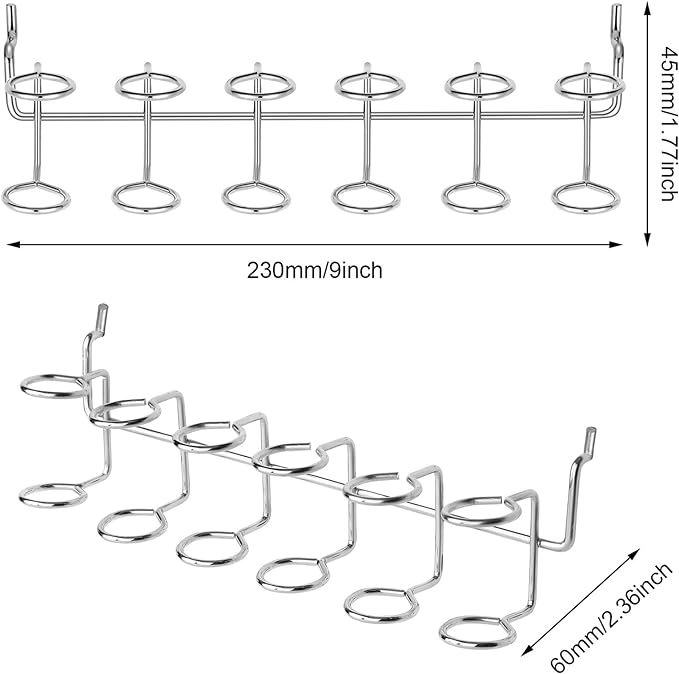 Ripeng Pegboard Screwdriver Holders Peg Board Organizer Accessories Multi Ring Tool Holders Six Tool Multi Tool Organizer Racks for Pegboard, Pliers(Silver, 4 Pieces)