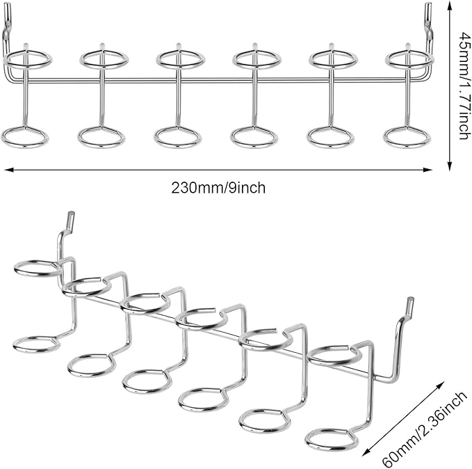 Ripeng Pegboard Screwdriver Holders Peg Board Organizer Accessories Multi Ring Tool Holders Six Tool Organizer Racks for Pegboard, Pliers(Silver,2 Pieces)