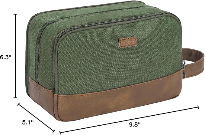 WANDF Travel Toiletry Bag for Men Large Toiletries Shaving Bag Water Resistant Hanging Dopp Kit Travel Accessories Bag for Women Men (Green)