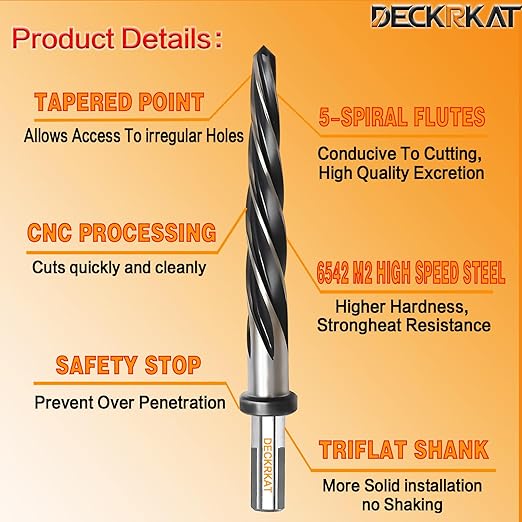 1" Reamer Drill Bit for Metal, M2 HSS Taper Reamer for Steel, Alloy, Wood, Plastic to Align, Enlarge Holes – 5-Spiral Flutes, 1/2" Non-Slip Shank, 25mm Car Reamer, Bridge Construction Reamer.